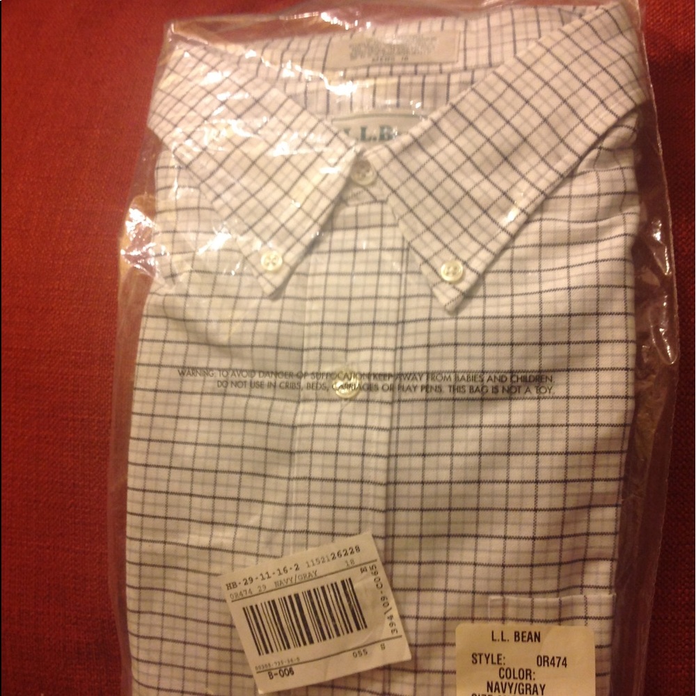 MENS L.L. BEAN BUTTON DOWN PLAID SHIRT NECK 18